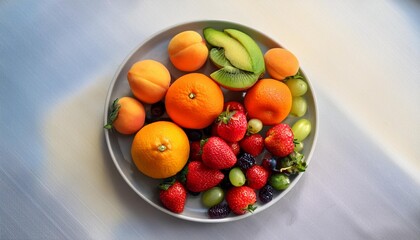 Fresh and delicious-looking fruits on a plate on the table. Really delicious.54