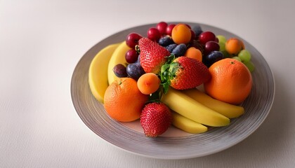 Fresh and delicious-looking fruits on a plate on the table. Really delicious.53