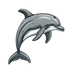 Obraz premium A Cartoon Dolphin Leaping Out of the Water, generative ai image