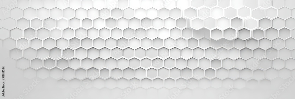 Poster abstract hexagon pattern in white