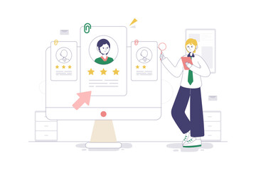 Employee Job Hiring Flat Style Illustration