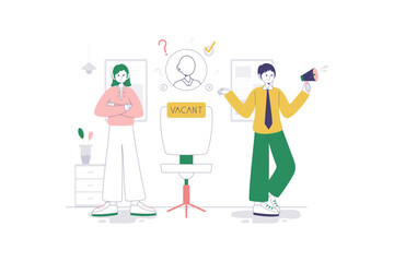 Employee Job Hiring Flat Style Illustration