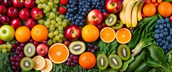 Colorful Spectrum of Fresh Fruits and Vegetables