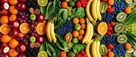 Colorful Spectrum of Fresh Fruits and Vegetables