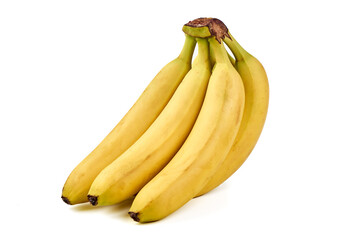 Bunch of ripe bananas isolated on white background.