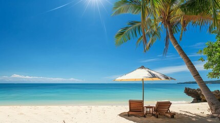Obraz premium Photo of Boracay beach with a clear blue sky and calm sea