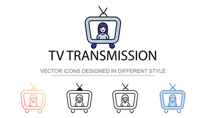 Tv Transmission icon design with white background stock illustration