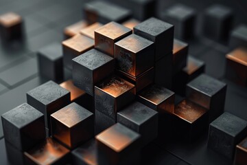 Metallic Cubes Abstract Composition