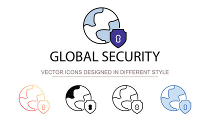 Global Security icon design with white background stock illustration