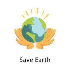 Save Earth Vector Flat Icon Design illustration Symbol on White background EPS 10 File 
