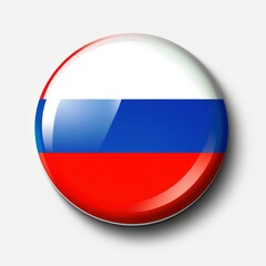 Russia Flag Circle Button Template isolated. Round glossy sticker