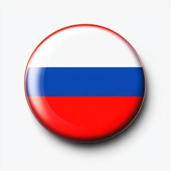 Russia Flag Circle Button Template isolated. Round glossy sticker