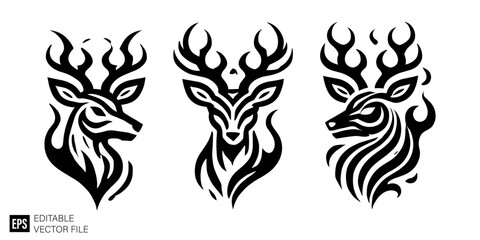 Deer tribal tattoo graphic design ideas template