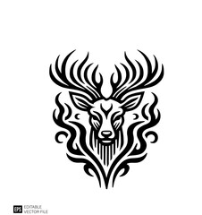 Deer tribal tattoo graphic design ideas template