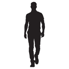 Fototapeta premium Walking Man Silhouette Towards Front