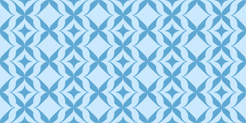 Elegant Blue Art Deco Seamless Pattern. Classic Floral Geometric Tile Pattern