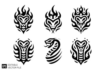 Fototapeta premium Snake head tribal tattoo graphic design ideas templates