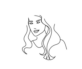 woman with hair, girl head silhouette outline 