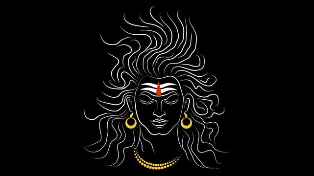Animated Lord Shiva in transparent background for Maha Shivratri festival.