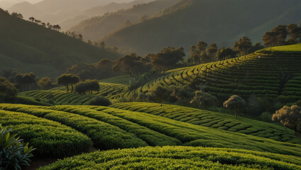 tea garden in the morning