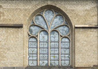 Stained glass window in the church St. Ursula in Cologne, Germany.