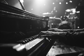 Piano Performance in a Dimly Lit Venue