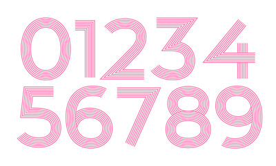 Line numbers set 0 to 9. Simple and minimalist figure collection in linear style.