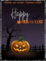 halloween pumpkin illustration. halloween pumpkin vector.halloween background with pumpkins, scary trees and  dark night. halloween  background. Halloween background with bats and pumpkins vector.
