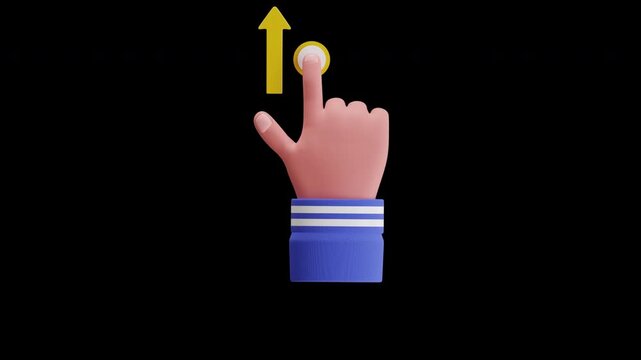 3D Animation of Gesture Swipe Up | Alpha Channel