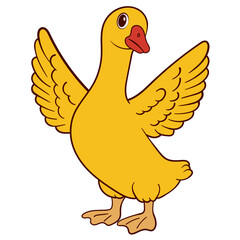 Charming Cartoon Goose with Outstretched Wings