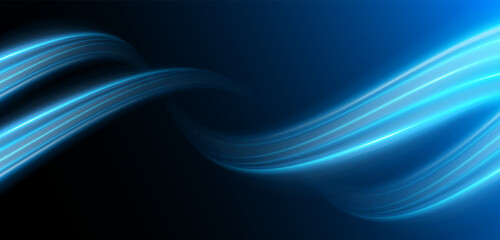 Futuristic wavy lines. High speed light. Blue curved lines. Science technology and innovation vector background.
