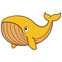 Cute Cartoon Whale with Big Smile and Friendly Eyes