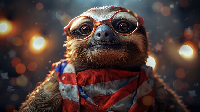 Relaxed sloth meanders through city streets in tailored elegance, epitomizing street style.