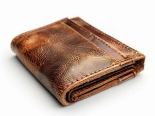 Classic Brown Leather Wallet Displayed on a White Background for Clear Visibility and Accessibility