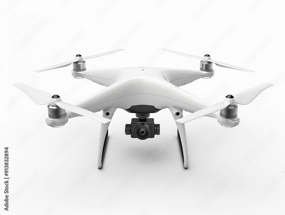 Poster high-tech drone captured in studio setting with focused camera features