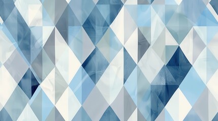 The image shows a repeating pattern of geometric shapes in shades of blue and white. The design is abstract and modern, with a focus on simple shapes and a minimalist color palette.
