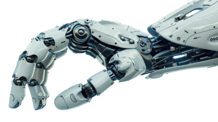 Robot hand on transparent background