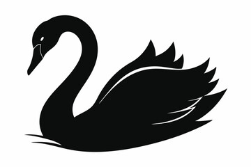 Swan, black swan icon vector, swan silhouette
