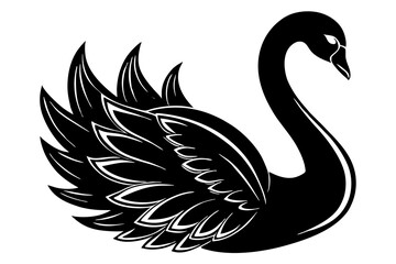 Swan, black swan icon vector, swan silhouette
