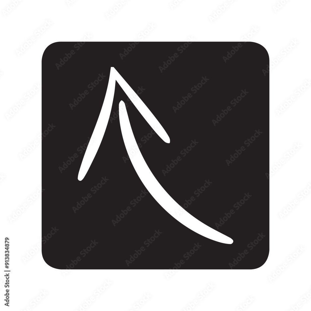 Poster curved arrow icon vector. arrow pointer logo design. arrow up vector icon illustration in square iso