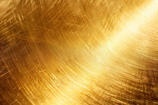 Brushed Gold Metal Texture Background with Metallic Luxurious Reflex