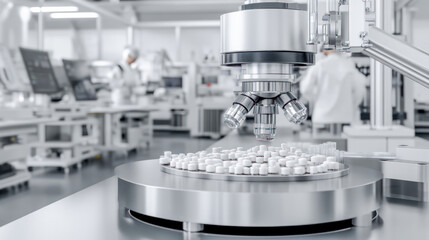 Pharmaceutical Industry Hand Holding Colorful Capsules in a Pharmacy Setting. This image captures the essence of the pharmaceutical industry with a hand holding capsules, symbolizing production.