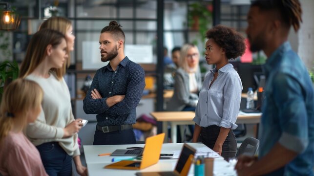 Tense Office Environment Illustrating Toxic Workplace Behavior and Distrust Among Employees