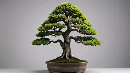 beautiful bonsai tree on white background