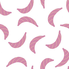 Pink Banana seamless pattern design with white background