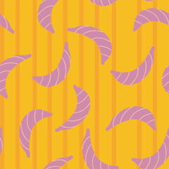 Obraz premium Banana seamless pattern design with orange background