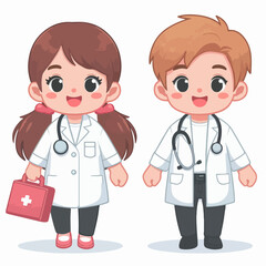 Little scientist wearing coat and doing research in lab