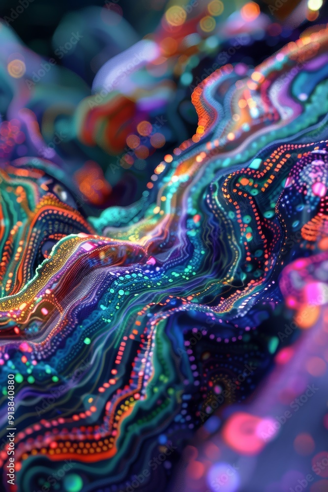 Poster vibrant digital signal transformation - artistic representation of technological patterns