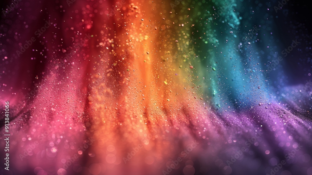 Aufkleber Vibrant Colors Erupting From A Surface Capturing Dynamic Light Effects In A Dark Environment