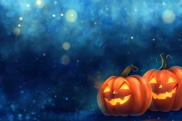 Fototapeta premium Halloween event background with charming upscale pumpkins. Premium illustration for banners, posters, greetings and Halloween celebrations and copy-space with generative ai